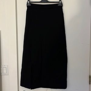COS Black Maxi Skirt with Side Slit and Raw Edge Hem